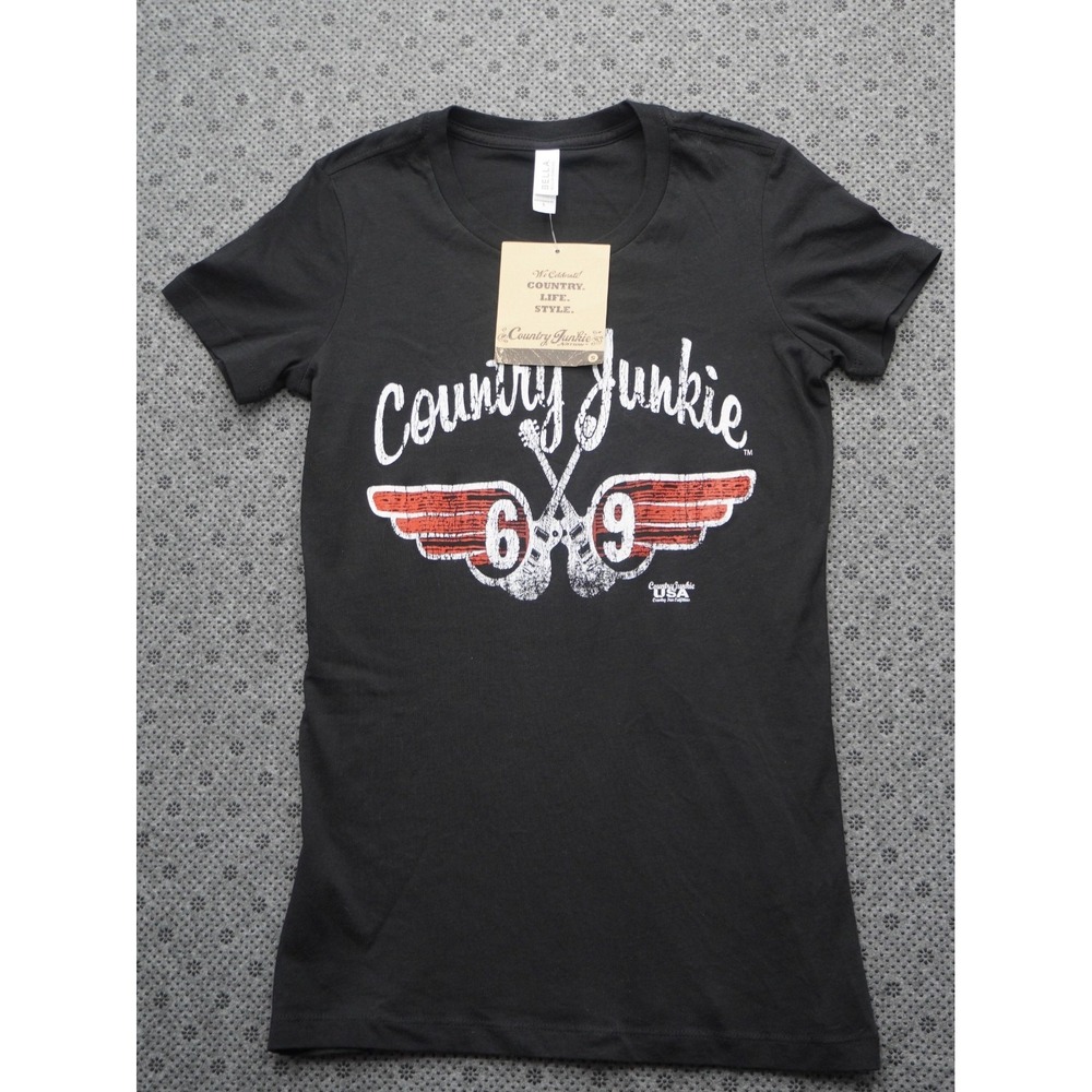Country Junkie Nation Distressed Wings Graphic Tee Womens S Country Western